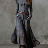 Azucena - Vestido maxi de camurça com cinto