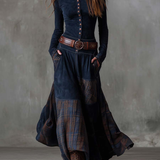 Azucena - Vestido maxi de camurça com cinto
