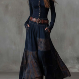 Azucena - Vestido maxi de camurça com cinto