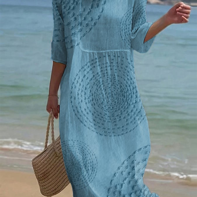 Carla - Vestido casual com gola redonda e mangas médias e estampa floral