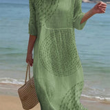Carla - Vestido casual com gola redonda e mangas médias e estampa floral