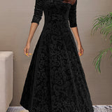 Denise | Elegante vestido de festa em veludo com decote em V