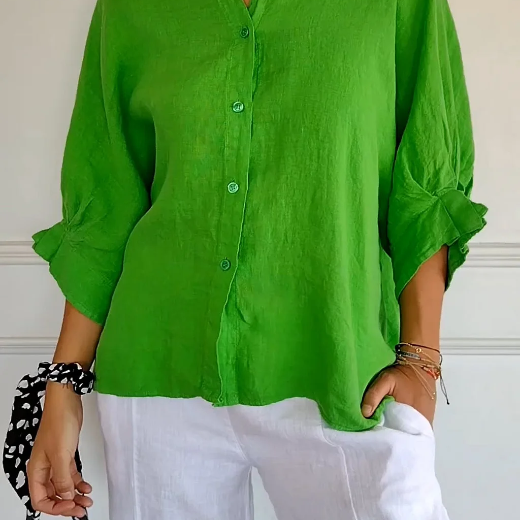 Claudia - Camisa com nós em algodão e linho