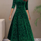 Denise | Elegante vestido de festa em veludo com decote em V