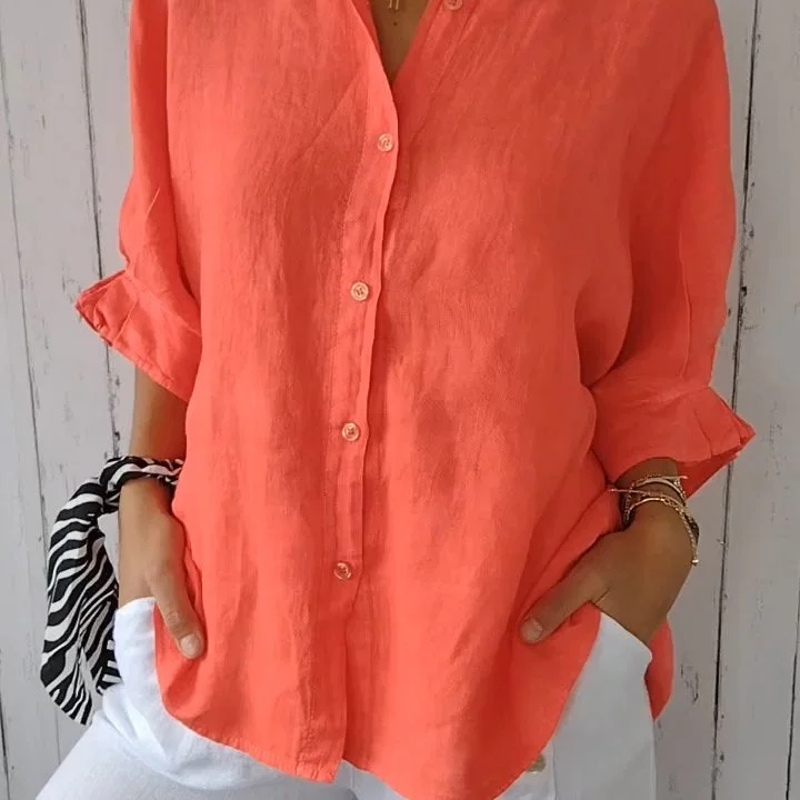 Claudia - Camisa com nós em algodão e linho