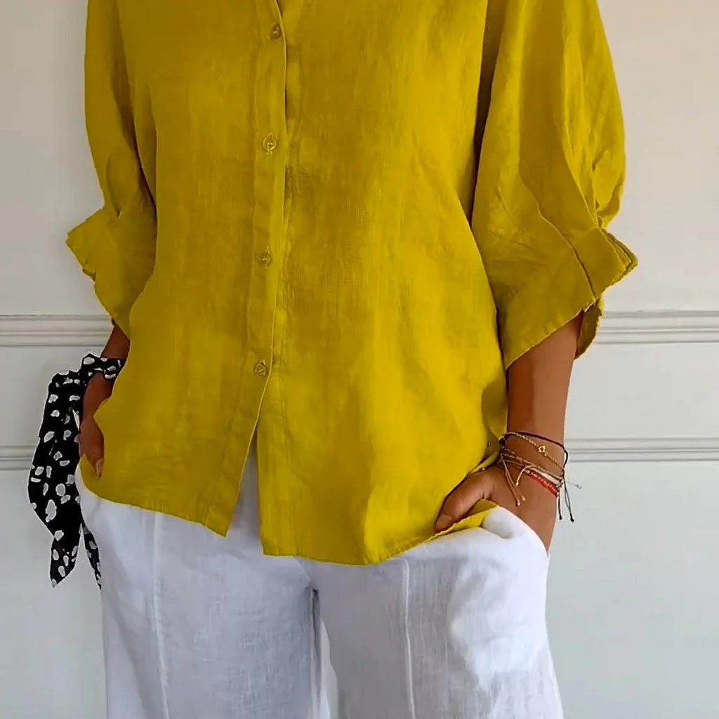 Claudia - Camisa com nós em algodão e linho