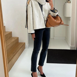 Isabella - Casaco curto de estilo minimalista francês com cachecol