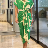 Brenda - Vestido estampado com botões e laço na cintura
