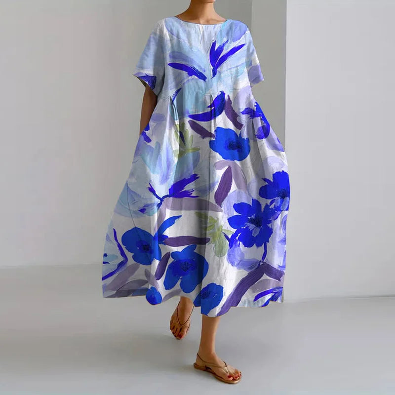 TARDES DE COMPORTA - VESTIDO FLORAL COM DECOTE EM V