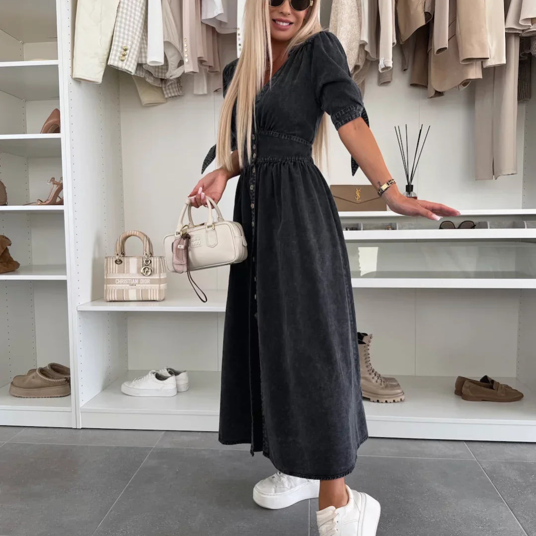 Ivanka | Vestido jeans brilhante