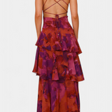 Domenica - Vestido de chiffon com decote em V e camadas fluidas