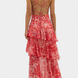 Domenica - Vestido de chiffon com decote em V e camadas fluidas
