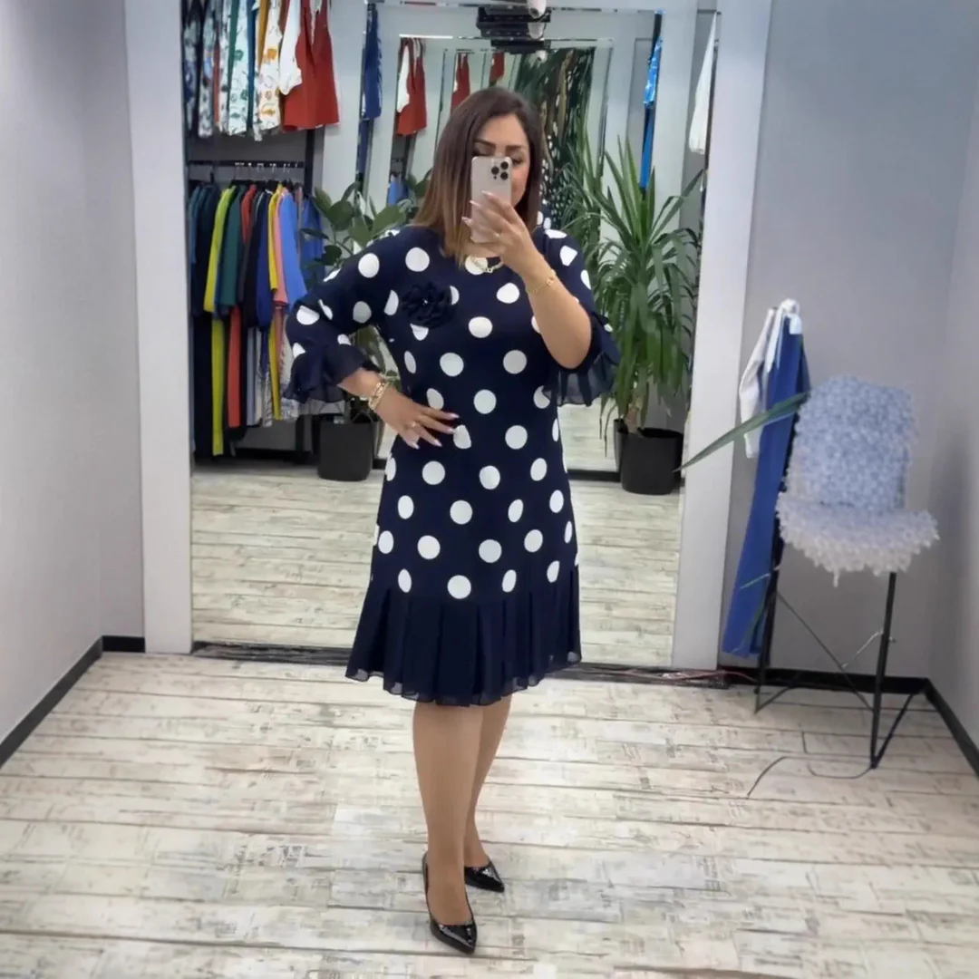 Paola | Vestido plissado de bolinhas para Mulher