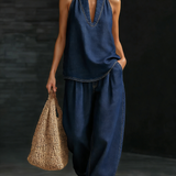 Mary | Conjunto de Denim Minimalista Confortável em Duas Peças para Mulher
