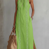 Jimena | Vestido midi de linho com colarinho mao para Mulher