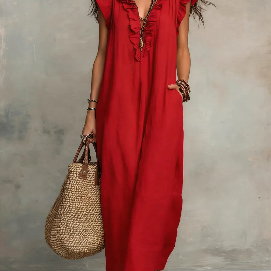 Camélia | Vestido Longo Bohémio em Linho e Algodão para Mulher