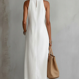 Jimena | Vestido midi de linho com colarinho mao para Mulher