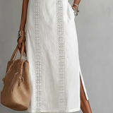 Jimena | Vestido midi de linho com colarinho mao para Mulher