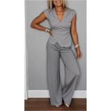 Palma - Conjunto elegante de blusa e calça solta