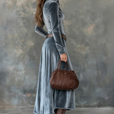 Naria | Vestido maxi de veludo para senhoras com mangas longas