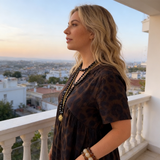Lucie - Vestido longa com decote em V e estampado de leopardo para mulher