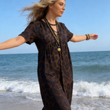 Lucie - Vestido longa com decote em V e estampado de leopardo para mulher