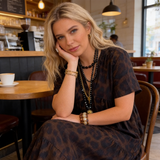Lucie - Vestido longa com decote em V e estampado de leopardo para mulher